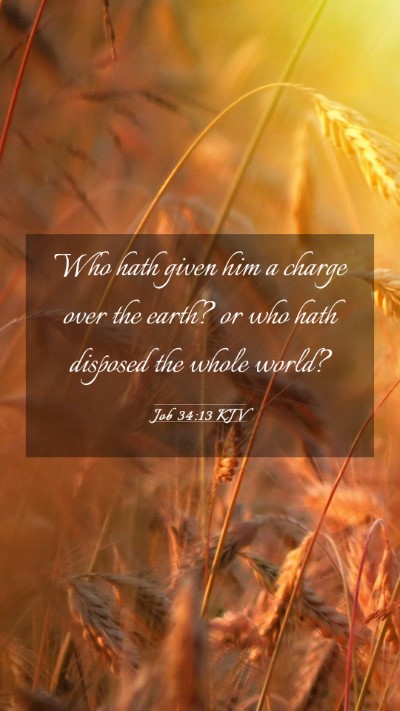 Picture 03 - Job 34:13 KJV Mobile Phone Wallpaper - Who hath given him a charge over the earth? or - Mobile Bible Verse Wallpaper