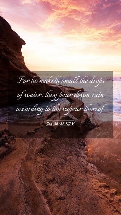 Picture 03 - Job 36:27 KJV Mobile Phone Wallpaper - For he maketh small the drops of water: they pour - Mobile Bible Verse Wallpaper