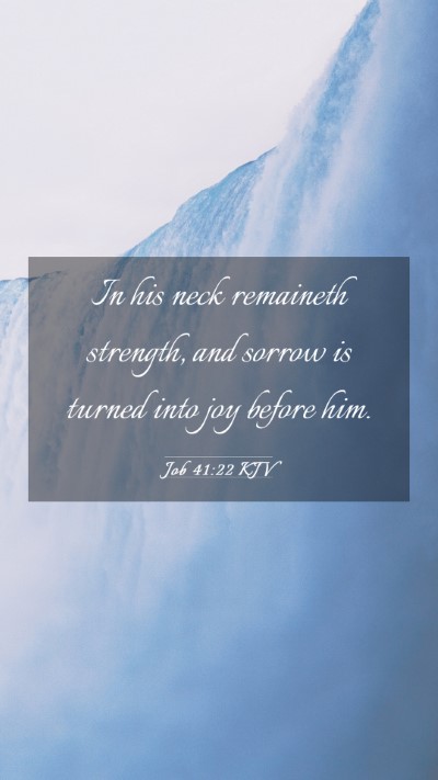 Picture 03 - Job 41:22 KJV Mobile Phone Wallpaper - In his neck remaineth strength, and sorrow is - Mobile Bible Verse Wallpaper