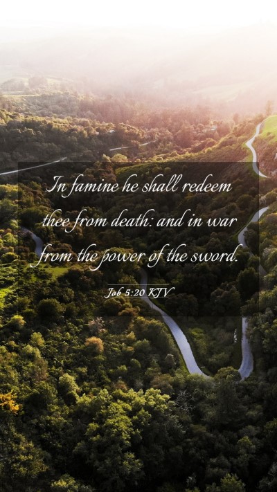 Picture 03 - Job 5:20 KJV Mobile Phone Wallpaper - In famine he shall redeem thee from death: and in - Mobile Bible Verse Wallpaper