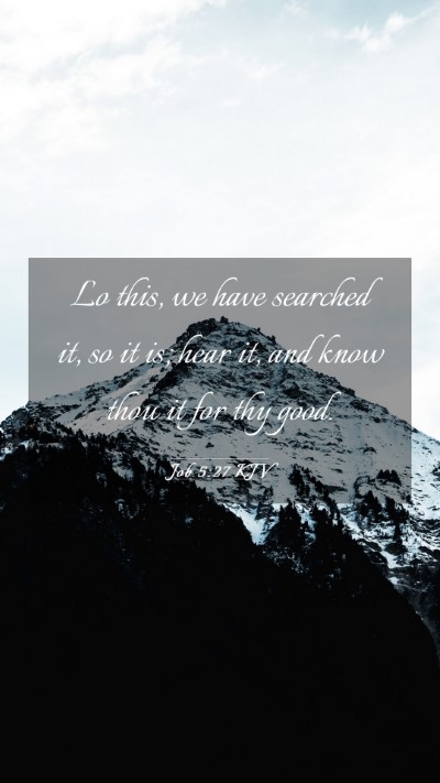 Picture 03 - Job 5:27 KJV Mobile Phone Wallpaper - Lo this, we have searched it, so it is; hear it, - Mobile Bible Verse Wallpaper