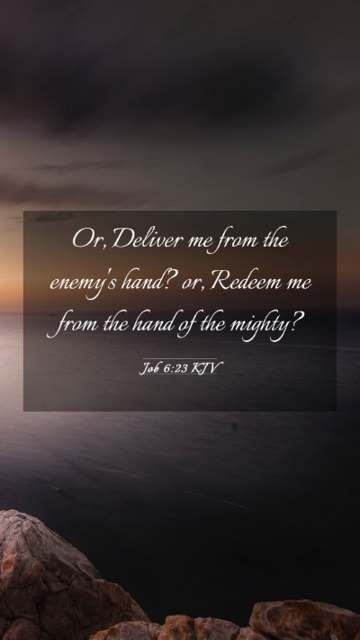 Picture 03 - Job 6:23 KJV Mobile Phone Wallpaper - Or, Deliver me from the enemy's hand? or, Redeem - Mobile Bible Verse Wallpaper