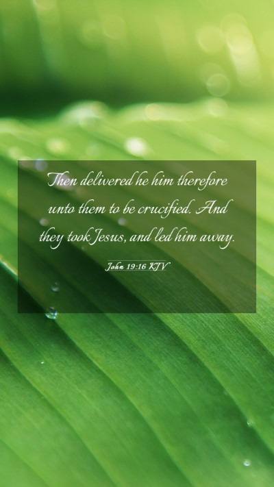 Picture 03 - John 19:16 KJV Mobile Phone Wallpaper - Then delivered he him therefore unto them to be - Mobile Bible Verse Wallpaper