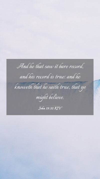 Picture 03 - John 19:35 KJV Mobile Phone Wallpaper - And he that saw it bare record, and his record is - Mobile Bible Verse Wallpaper