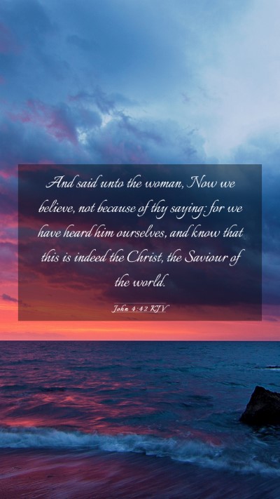 Picture 03 - John 4:42 KJV Mobile Phone Wallpaper - And said unto the woman, Now we believe, not - Mobile Bible Verse Wallpaper
