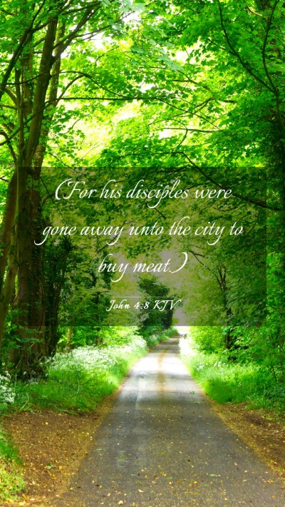 Picture 03 - John 4:8 KJV Mobile Phone Wallpaper - (For his disciples were gone away unto the city - Mobile Bible Verse Wallpaper
