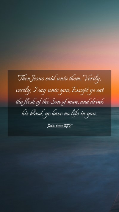 Picture 03 - John 6:53 KJV Mobile Phone Wallpaper - Then Jesus said unto them, Verily, verily, I say - Mobile Bible Verse Wallpaper