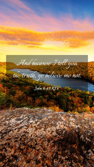 Picture 03 - John 8:45 KJV Mobile Phone Wallpaper - And because I tell you the truth, ye believe me - Mobile Bible Verse Wallpaper