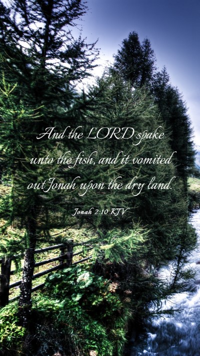 Picture 03 - Jonah 2:10 KJV Mobile Phone Wallpaper - And the LORD spake unto the fish, and it vomited - Mobile Bible Verse Wallpaper