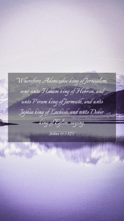 Picture 03 - Joshua 10:3 KJV Mobile Phone Wallpaper - Wherefore Adonizedec king of Jerusalem, sent unto - Mobile Bible Verse Wallpaper