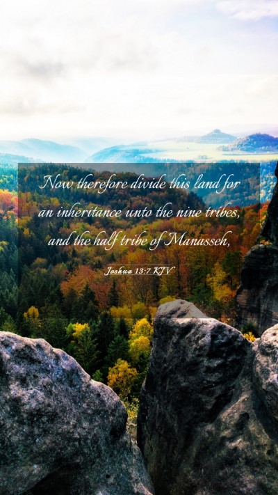 Picture 03 - Joshua 13:7 KJV Mobile Phone Wallpaper - Now therefore divide this land for an inheritance - Mobile Bible Verse Wallpaper