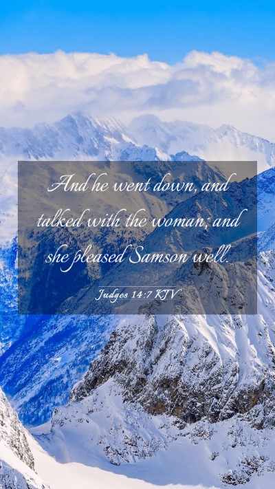 Picture 03 - Judges 14:7 KJV Mobile Phone Wallpaper - And he went down, and talked with the woman; and - Mobile Bible Verse Wallpaper