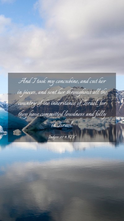 Picture 03 - Judges 20:6 KJV Mobile Phone Wallpaper - And I took my concubine, and cut her in pieces, - Mobile Bible Verse Wallpaper