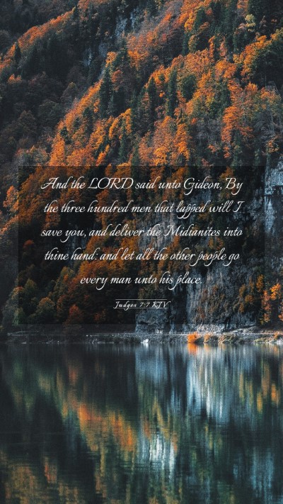 Picture 03 - Judges 7:7 KJV Mobile Phone Wallpaper - And the LORD said unto Gideon, By the three - Mobile Bible Verse Wallpaper