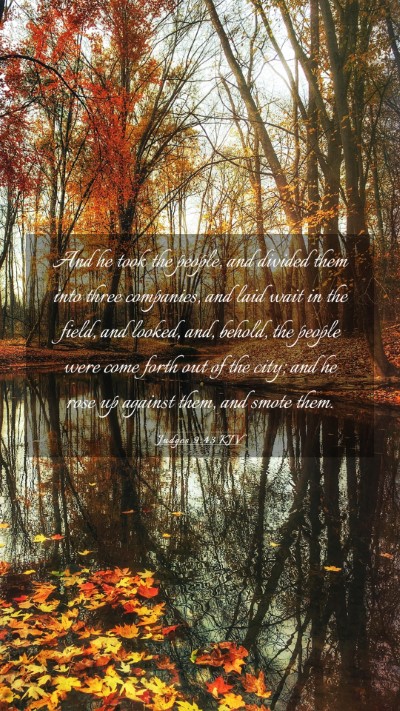 Picture 03 - Judges 9:43 KJV Mobile Phone Wallpaper - And he took the people, and divided them into - Mobile Bible Verse Wallpaper