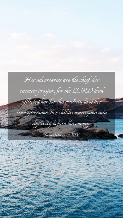 Picture 03 - Lamentations 1:5 KJV Mobile Phone Wallpaper - Her adversaries are the chief, her enemies - Mobile Bible Verse Wallpaper