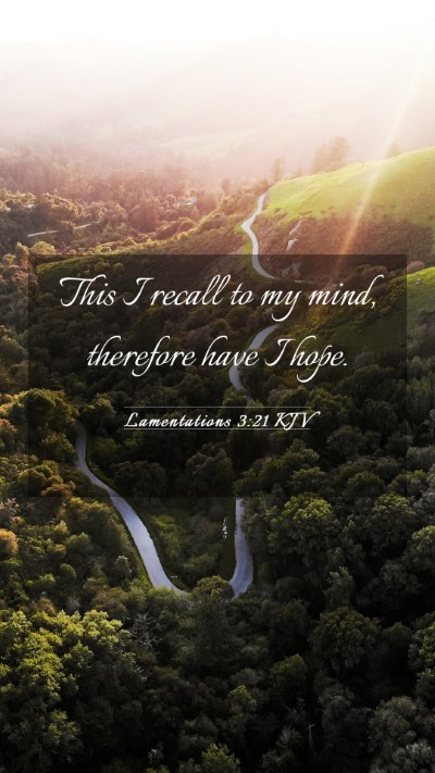 Picture 03 - Lamentations 3:21 KJV Mobile Phone Wallpaper - This I recall to my mind, therefore have I - Mobile Bible Verse Wallpaper