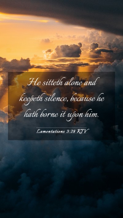 Picture 03 - Lamentations 3:28 KJV Mobile Phone Wallpaper - He sitteth alone and keepeth silence, because he - Mobile Bible Verse Wallpaper