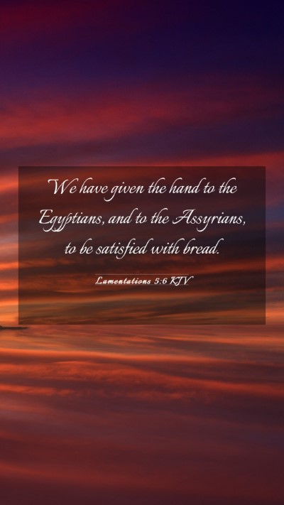 Picture 03 - Lamentations 5:6 KJV Mobile Phone Wallpaper - We have given the hand to the Egyptians, and to - Mobile Bible Verse Wallpaper