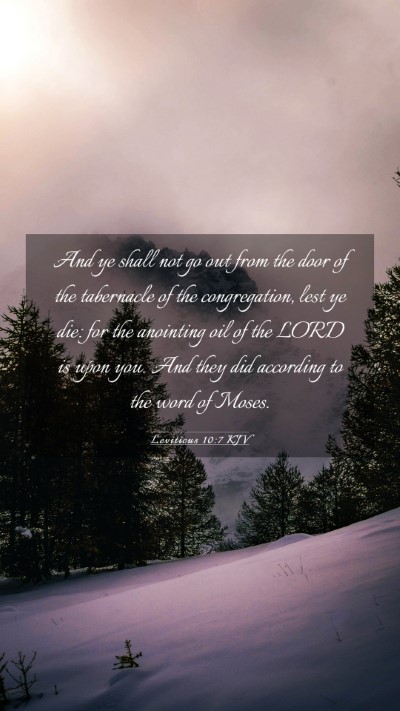 Picture 03 - Leviticus 10:7 KJV Mobile Phone Wallpaper - And ye shall not go out from the door of the - Mobile Bible Verse Wallpaper