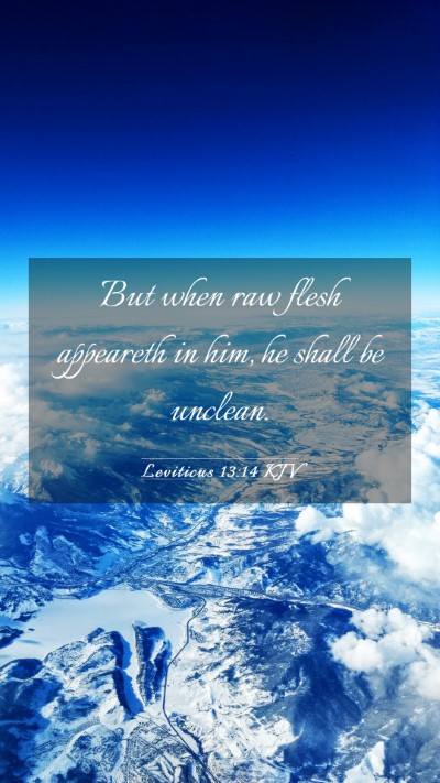 Picture 03 - Leviticus 13:14 KJV Mobile Phone Wallpaper - But when raw flesh appeareth in him, he shall be - Mobile Bible Verse Wallpaper