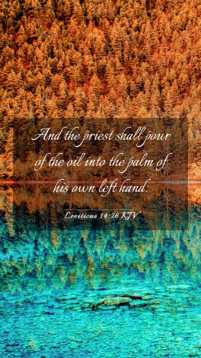 Picture 03 - Leviticus 14:26 KJV Mobile Phone Wallpaper - And the priest shall pour of the oil into the - Mobile Bible Verse Wallpaper