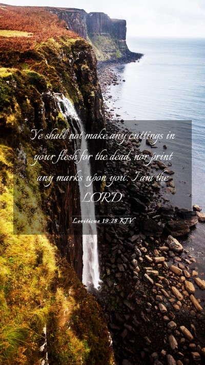 Picture 03 - Leviticus 19:28 KJV Mobile Phone Wallpaper - Ye shall not make any cuttings in your flesh for - Mobile Bible Verse Wallpaper