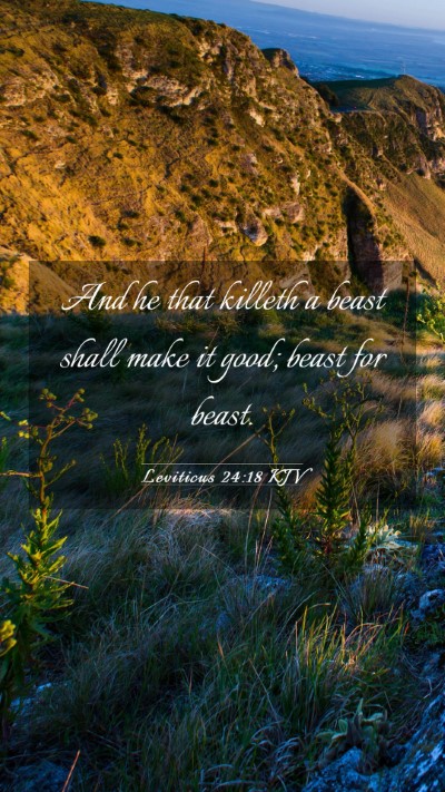 Picture 03 - Leviticus 24:18 KJV Mobile Phone Wallpaper - And he that killeth a beast shall make it good; - Mobile Bible Verse Wallpaper