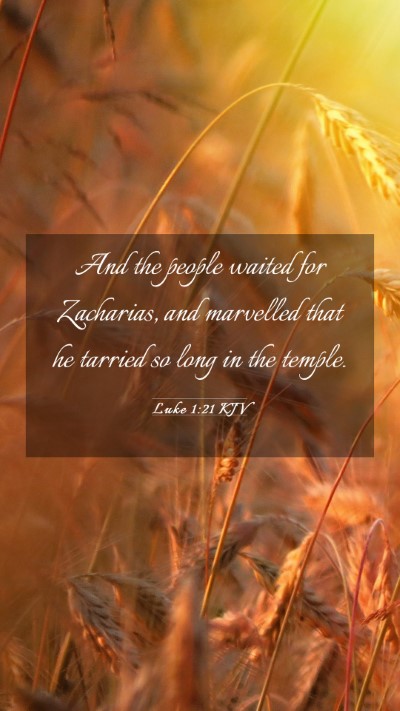 Picture 03 - Luke 1:21 KJV Mobile Phone Wallpaper - And the people waited for Zacharias, and - Mobile Bible Verse Wallpaper