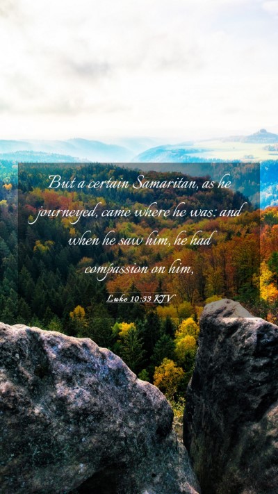 Picture 03 - Luke 10:33 KJV Mobile Phone Wallpaper - But a certain Samaritan, as he journeyed, came - Mobile Bible Verse Wallpaper