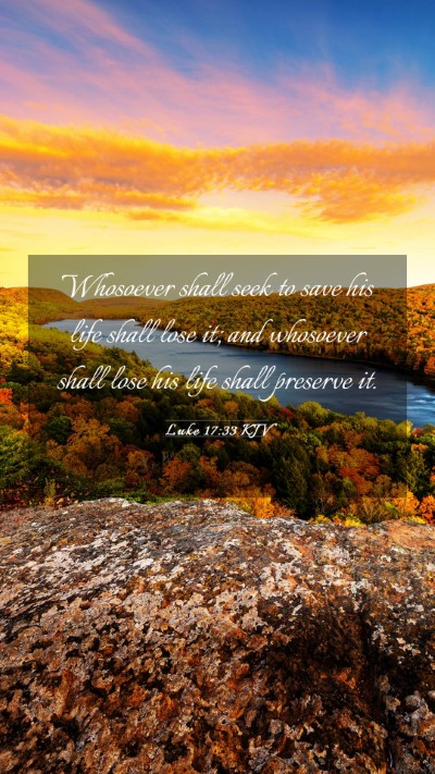 Picture 03 - Luke 17:33 KJV Mobile Phone Wallpaper - Whosoever shall seek to save his life shall lose - Mobile Bible Verse Wallpaper