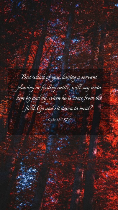 Picture 03 - Luke 17:7 KJV Mobile Phone Wallpaper - But which of you, having a servant plowing or - Mobile Bible Verse Wallpaper