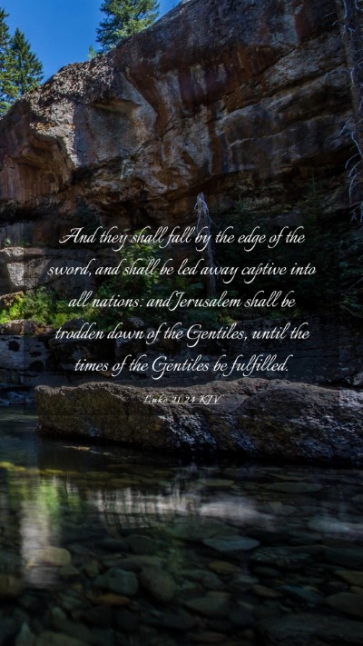 Picture 03 - Luke 21:24 KJV Mobile Phone Wallpaper - And they shall fall by the edge of the sword, and - Mobile Bible Verse Wallpaper