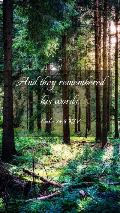 Picture 03 - Luke 24:8 KJV Mobile Phone Wallpaper - And they remembered his - Mobile Bible Verse Wallpaper