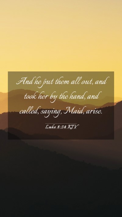 Picture 03 - Luke 8:54 KJV Mobile Phone Wallpaper - And he put them all out, and took her by the - Mobile Bible Verse Wallpaper
