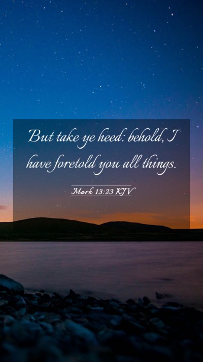 Picture 03 - Mark 13:23 KJV Mobile Phone Wallpaper - But take ye heed: behold, I have foretold you all - Mobile Bible Verse Wallpaper