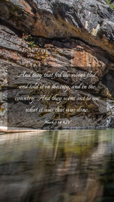 Picture 03 - Mark 5:14 KJV Mobile Phone Wallpaper - And they that fed the swine fled, and told it in - Mobile Bible Verse Wallpaper