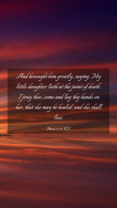 Picture 03 - Mark 5:23 KJV Mobile Phone Wallpaper - And besought him greatly, saying, My little - Mobile Bible Verse Wallpaper