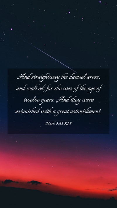 Picture 03 - Mark 5:42 KJV Mobile Phone Wallpaper - And straightway the damsel arose, and walked; for - Mobile Bible Verse Wallpaper