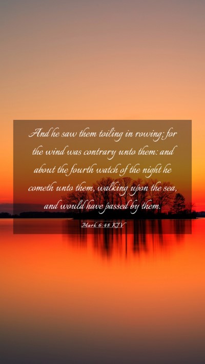 Picture 03 - Mark 6:48 KJV Mobile Phone Wallpaper - And he saw them toiling in rowing; for the wind - Mobile Bible Verse Wallpaper
