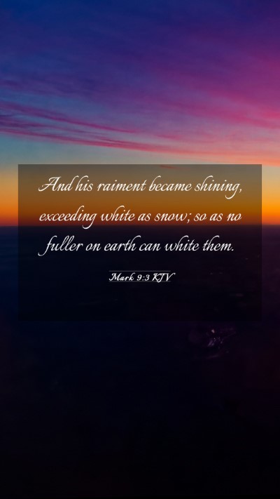 Picture 03 - Mark 9:3 KJV Mobile Phone Wallpaper - And his raiment became shining, exceeding white - Mobile Bible Verse Wallpaper