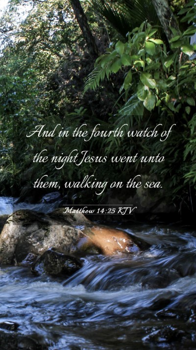 Picture 03 - Matthew 14:25 KJV Mobile Phone Wallpaper - And in the fourth watch of the night Jesus went - Mobile Bible Verse Wallpaper