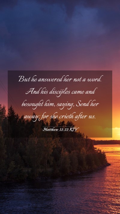 Picture 03 - Matthew 15:23 KJV Mobile Phone Wallpaper - But he answered her not a word. And his disciples - Mobile Bible Verse Wallpaper