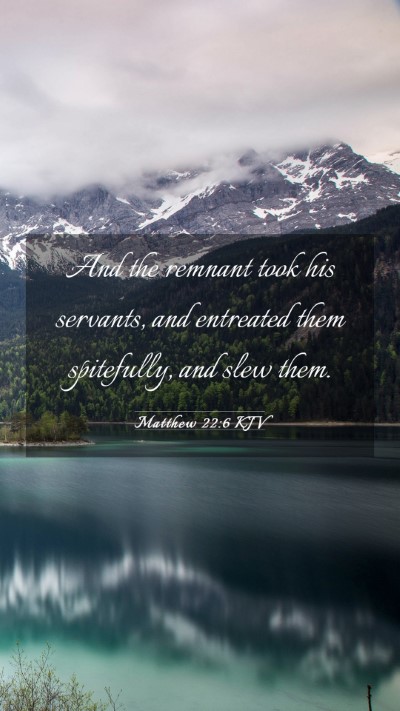 Picture 03 - Matthew 22:6 KJV Mobile Phone Wallpaper - And the remnant took his servants, and entreated - Mobile Bible Verse Wallpaper