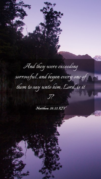 Picture 03 - Matthew 26:22 KJV Mobile Phone Wallpaper - And they were exceeding sorrowful, and began - Mobile Bible Verse Wallpaper