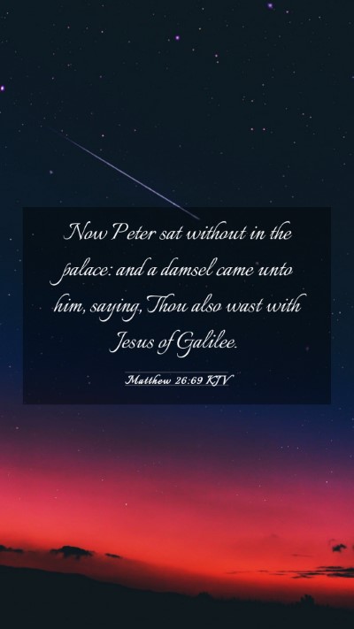 Picture 03 - Matthew 26:69 KJV Mobile Phone Wallpaper - Now Peter sat without in the palace: and a damsel - Mobile Bible Verse Wallpaper