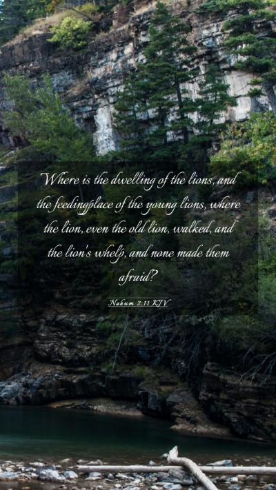 Picture 03 - Nahum 2:11 KJV Mobile Phone Wallpaper - Where is the dwelling of the lions, and the - Mobile Bible Verse Wallpaper