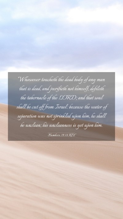 Picture 03 - Numbers 19:13 KJV Mobile Phone Wallpaper - Whosoever toucheth the dead body of any man that - Mobile Bible Verse Wallpaper