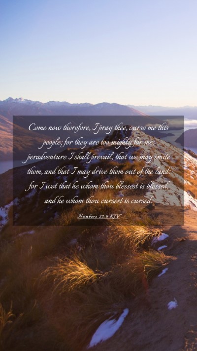 Picture 03 - Numbers 22:6 KJV Mobile Phone Wallpaper - Come now therefore, I pray thee, curse me this - Mobile Bible Verse Wallpaper