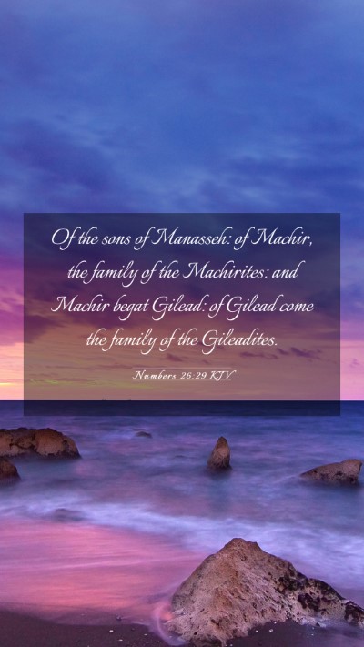 Picture 03 - Numbers 26:29 KJV Mobile Phone Wallpaper - Of the sons of Manasseh: of Machir, the family of - Mobile Bible Verse Wallpaper